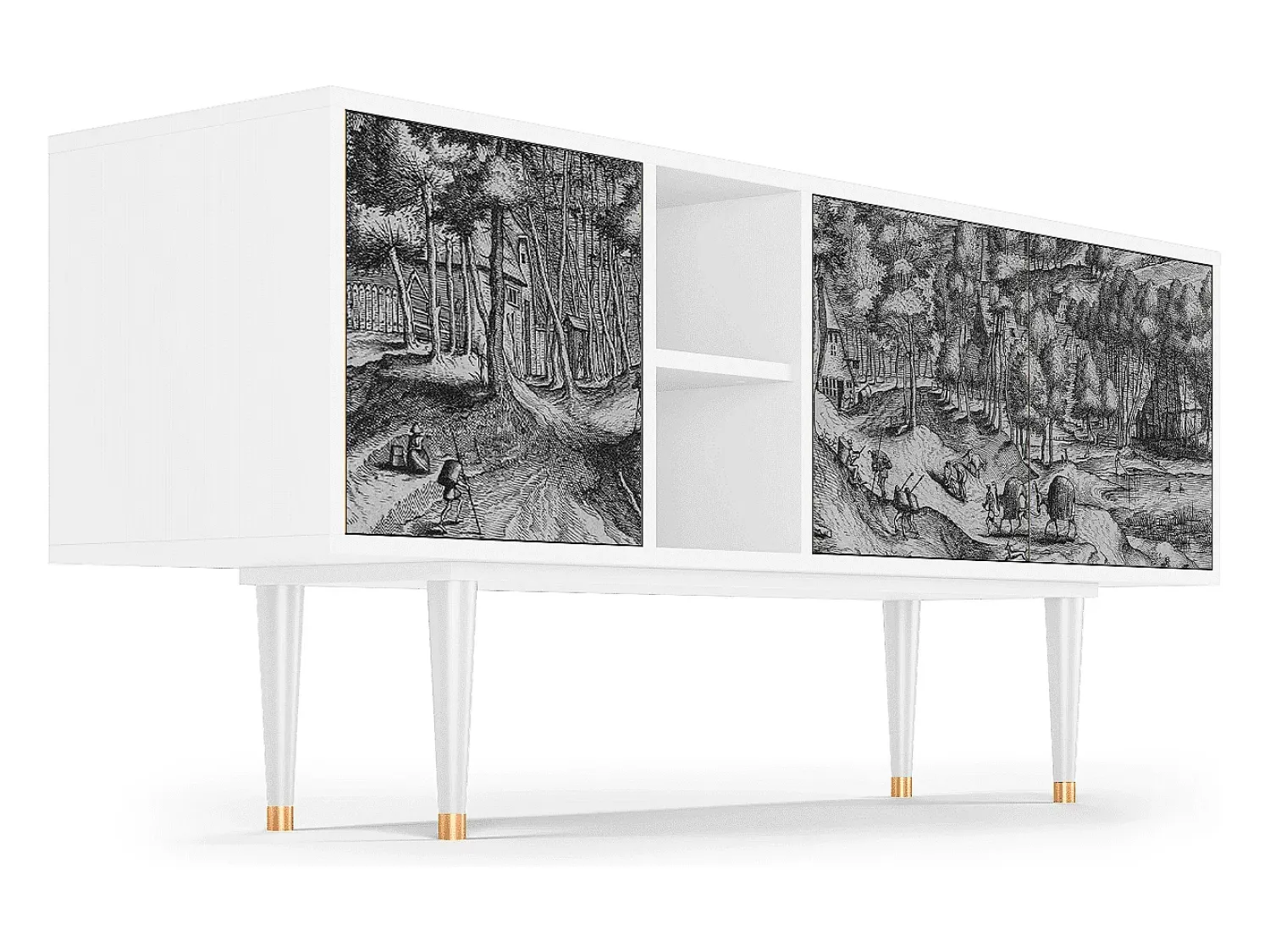 Mueble de TV - 150х69х41 cm - T5 - Rusticorum, Branco Bege