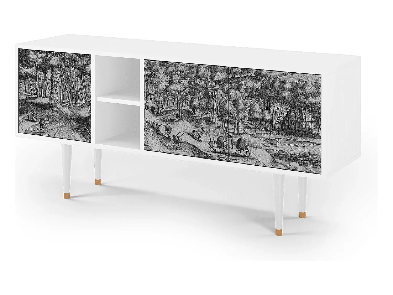Mueble de TV - 150х69х41 cm - T5 - Rusticorum, Branco Bege