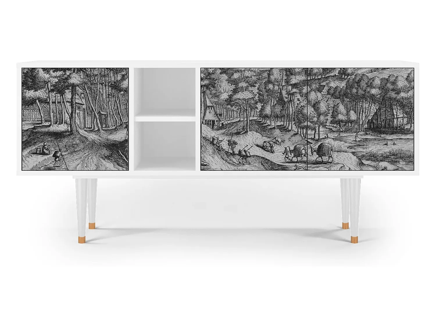 Mueble de TV - 150х69х41 cm - T5 - Rusticorum, Branco Bege