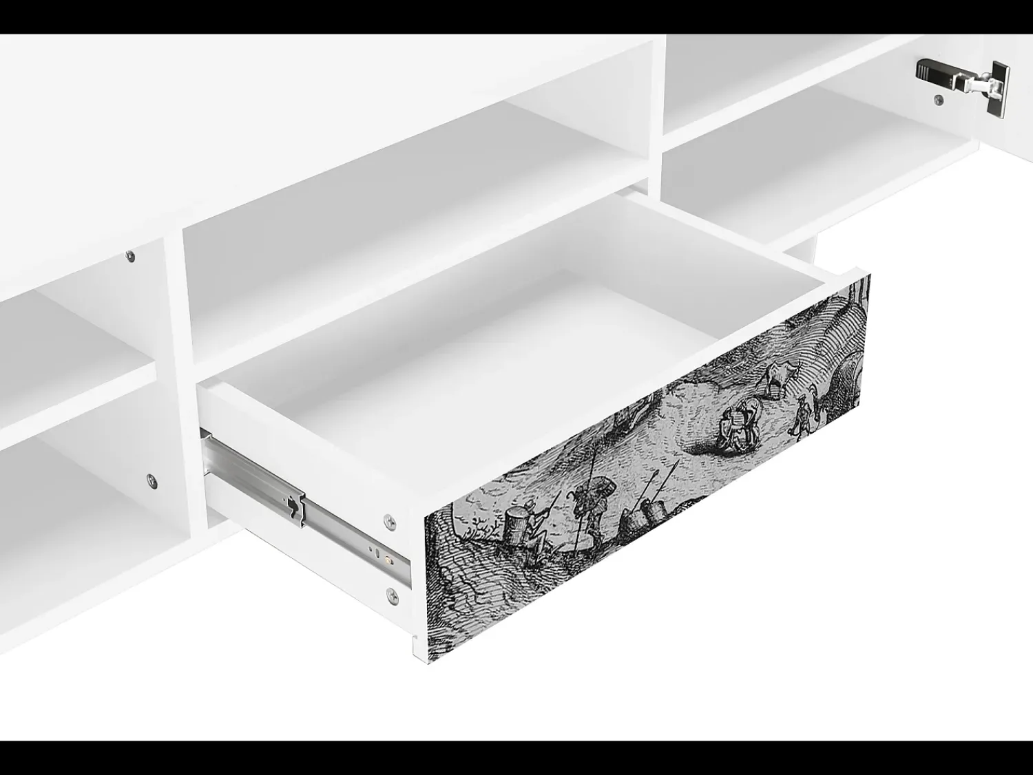 Móvel De Tv| Mueble de TV - 170х59х41 cm - T6 - Rusticorum, Branco Bege