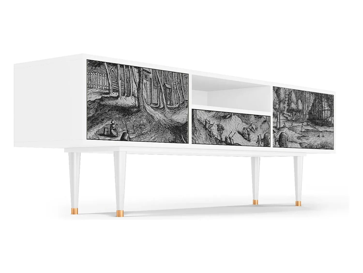 Móvel De Tv| Mueble de TV - 170х59х41 cm - T6 - Rusticorum, Branco Bege