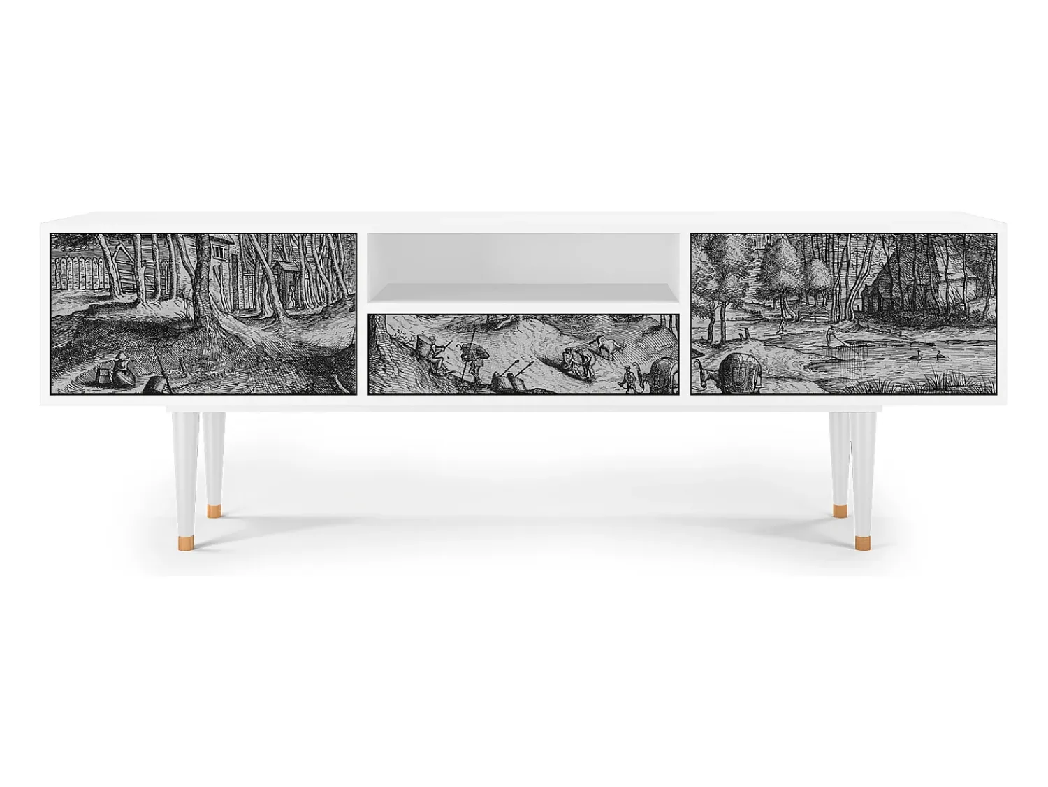 Móvel De Tv| Mueble de TV - 170х59х41 cm - T6 - Rusticorum, Branco Bege