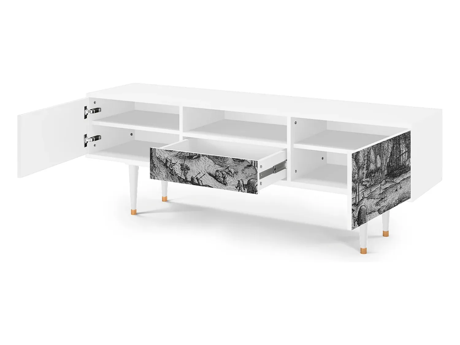 Móvel De Tv| Mueble de TV - 170х59х41 cm - T6 - Rusticorum, Branco Bege