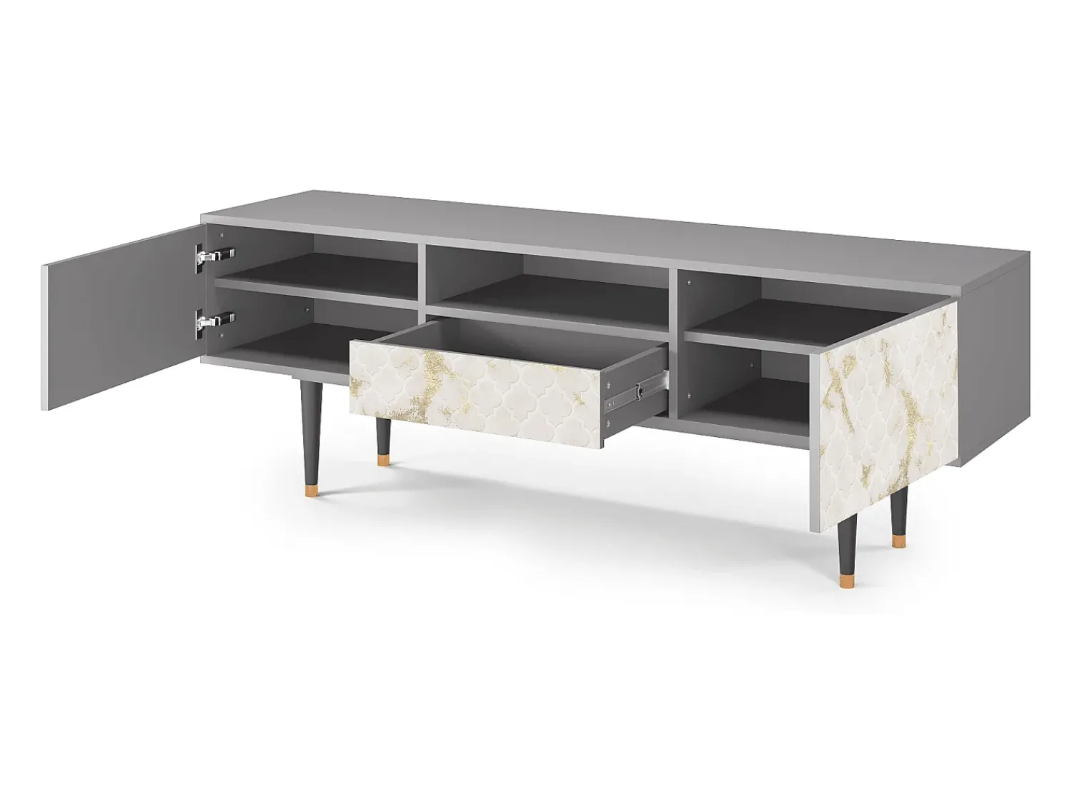 Móvel De Tv* Mueble de TV - 170х59х41 cm - T6 - Sahara desert, Cinza Cinzento