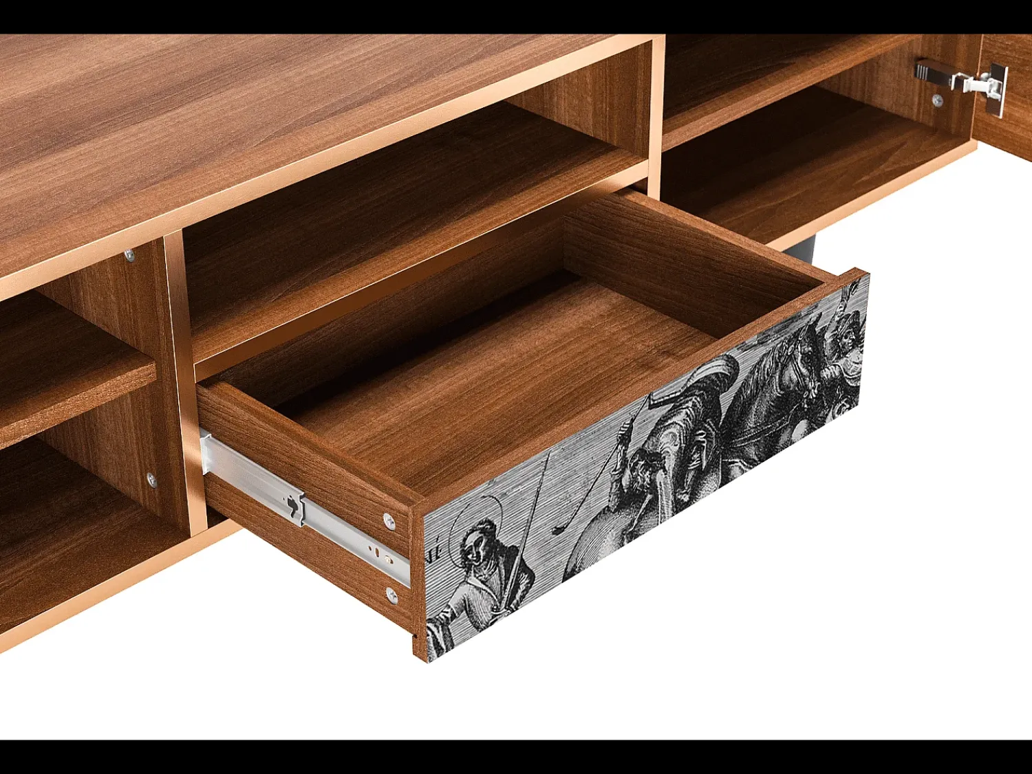 Móvel De Tv* Mueble de TV - 170х59х41 cm - T6 - Saint Martin, Nogueira Castanho
