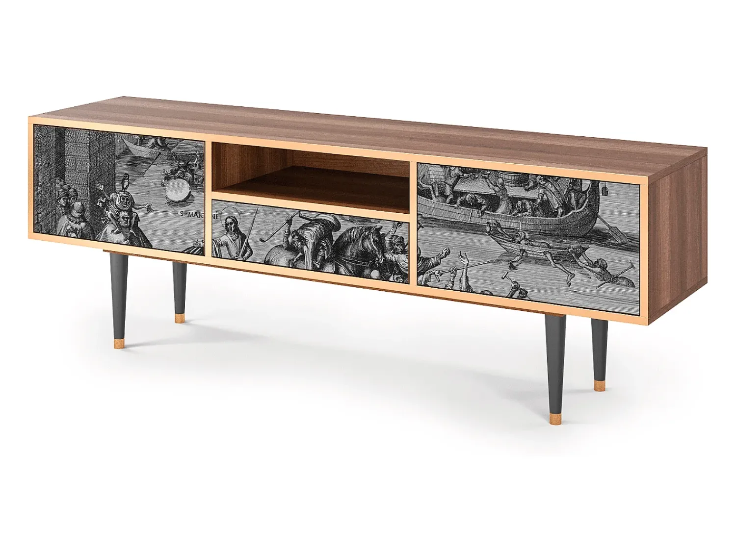 Móvel De Tv* Mueble de TV - 170х59х41 cm - T6 - Saint Martin, Nogueira Castanho