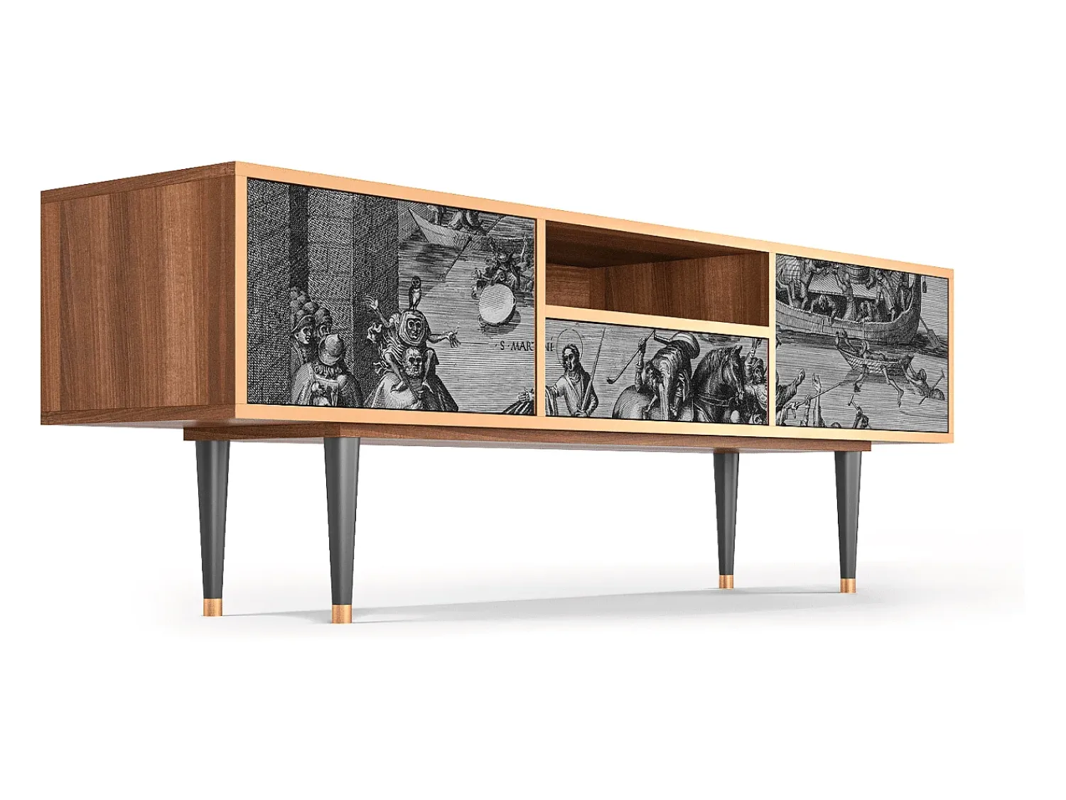 Móvel De Tv* Mueble de TV - 170х59х41 cm - T6 - Saint Martin, Nogueira Castanho