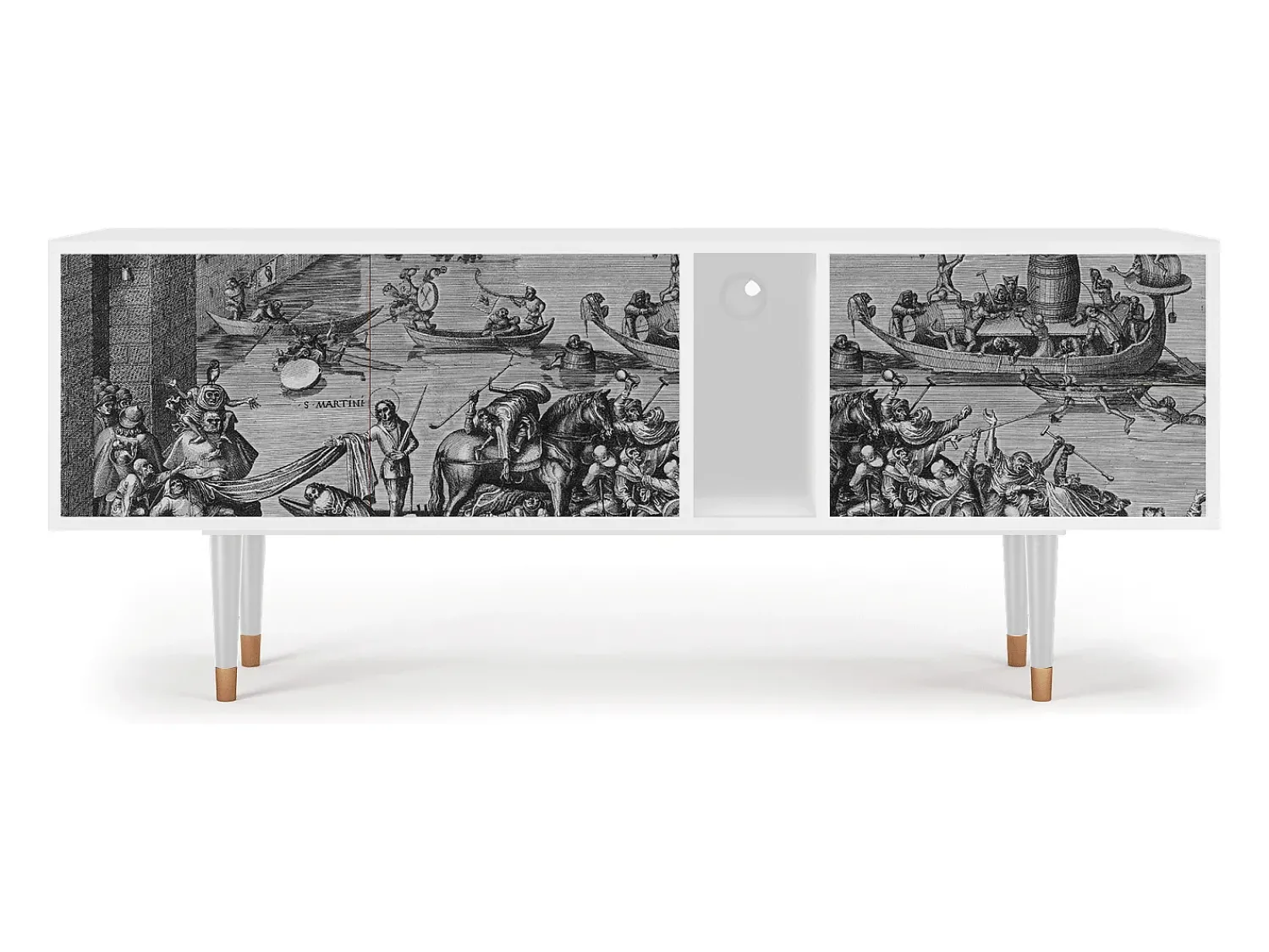Móvel De Tv* Mueble de TV - 170х69х48 cm - T1 - Saint Martin, Branco Bege