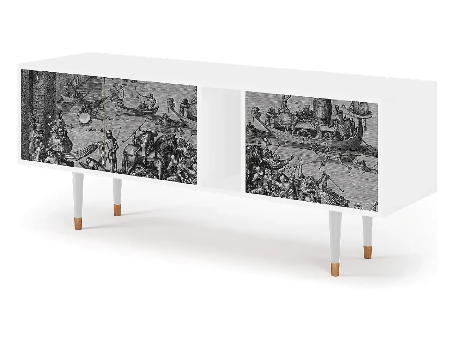 Móvel De Tv* Mueble de TV - 170х69х48 cm - T1 - Saint Martin, Branco Bege