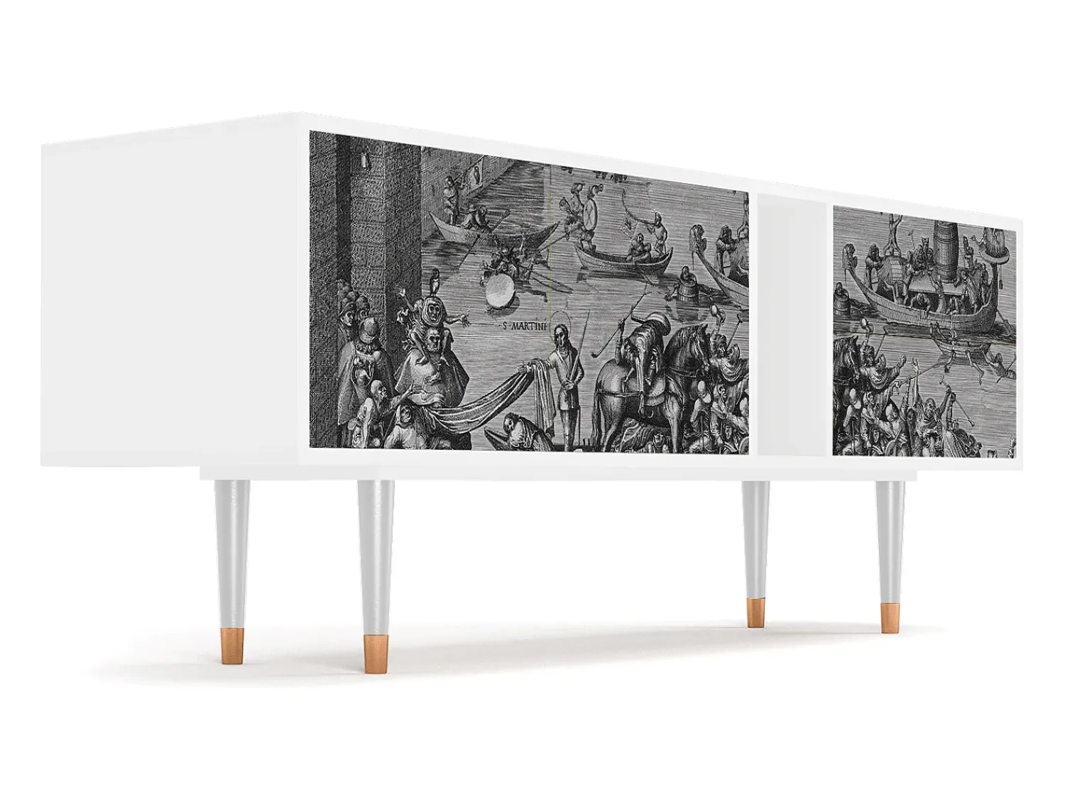Móvel De Tv* Mueble de TV - 170х69х48 cm - T1 - Saint Martin, Branco Bege