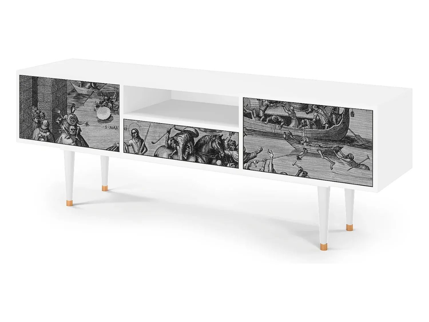 Móvel De Tv| Mueble de TV - 170х59х41 cm - T6 - Saint Martin, Branco Bege