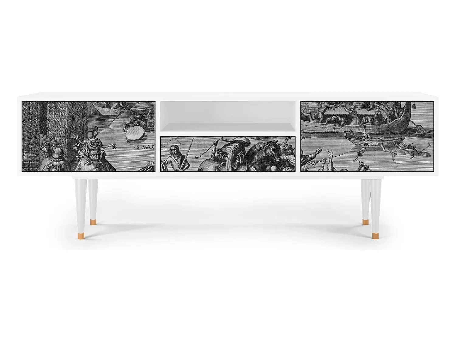 Móvel De Tv| Mueble de TV - 170х59х41 cm - T6 - Saint Martin, Branco Bege