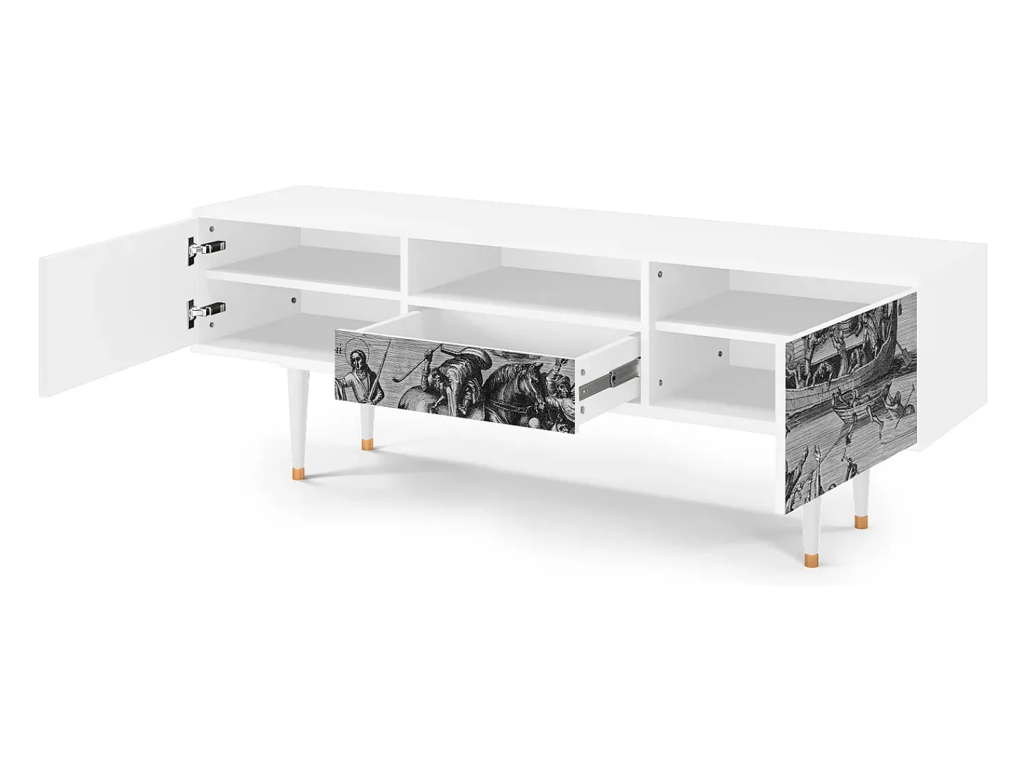 Móvel De Tv| Mueble de TV - 170х59х41 cm - T6 - Saint Martin, Branco Bege