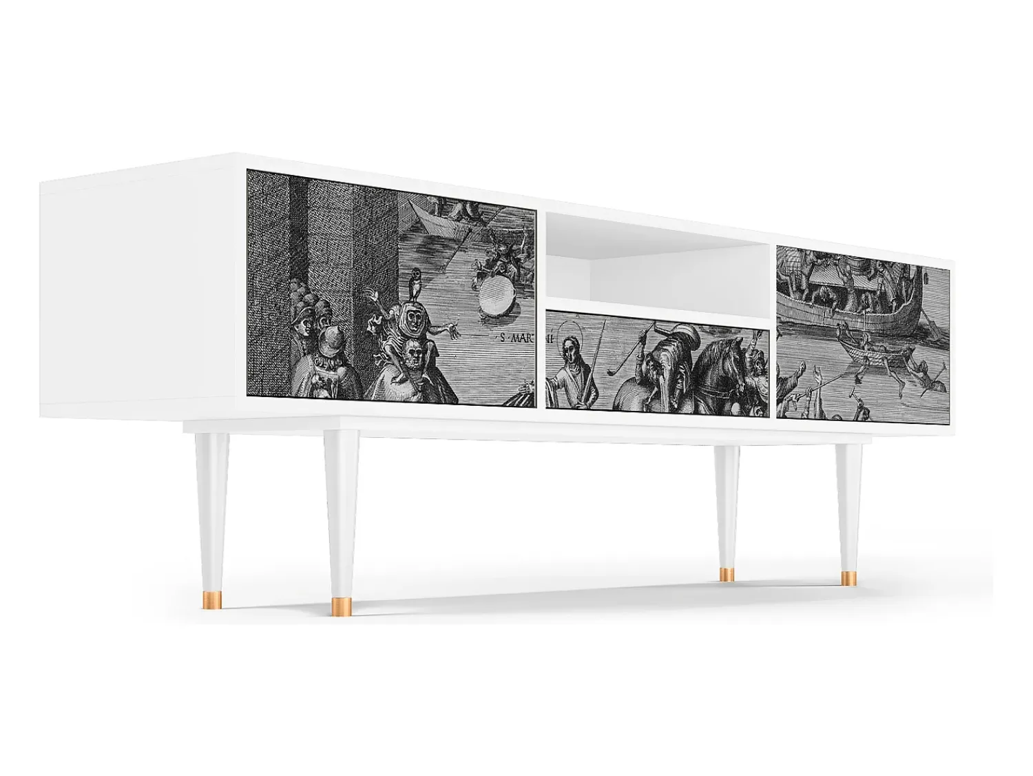 Móvel De Tv| Mueble de TV - 170х59х41 cm - T6 - Saint Martin, Branco Bege
