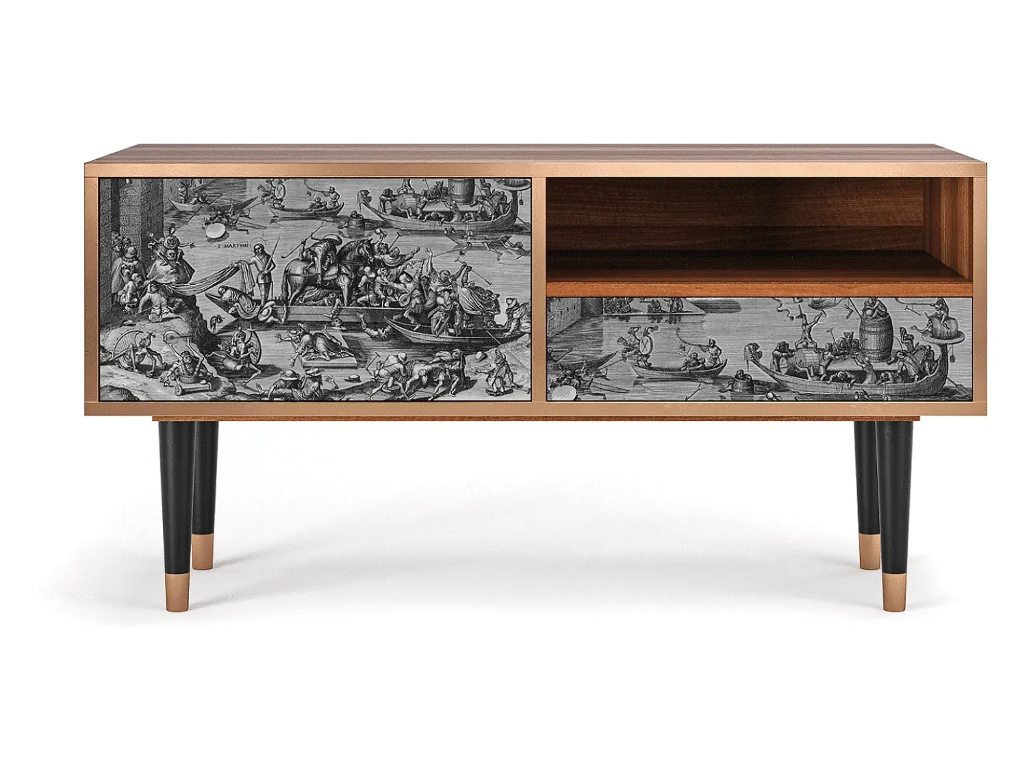 Móvel De Tv* Mueble de TV - 115х59х48 cm - T3 - Saint Martin, Nogueira Castanho