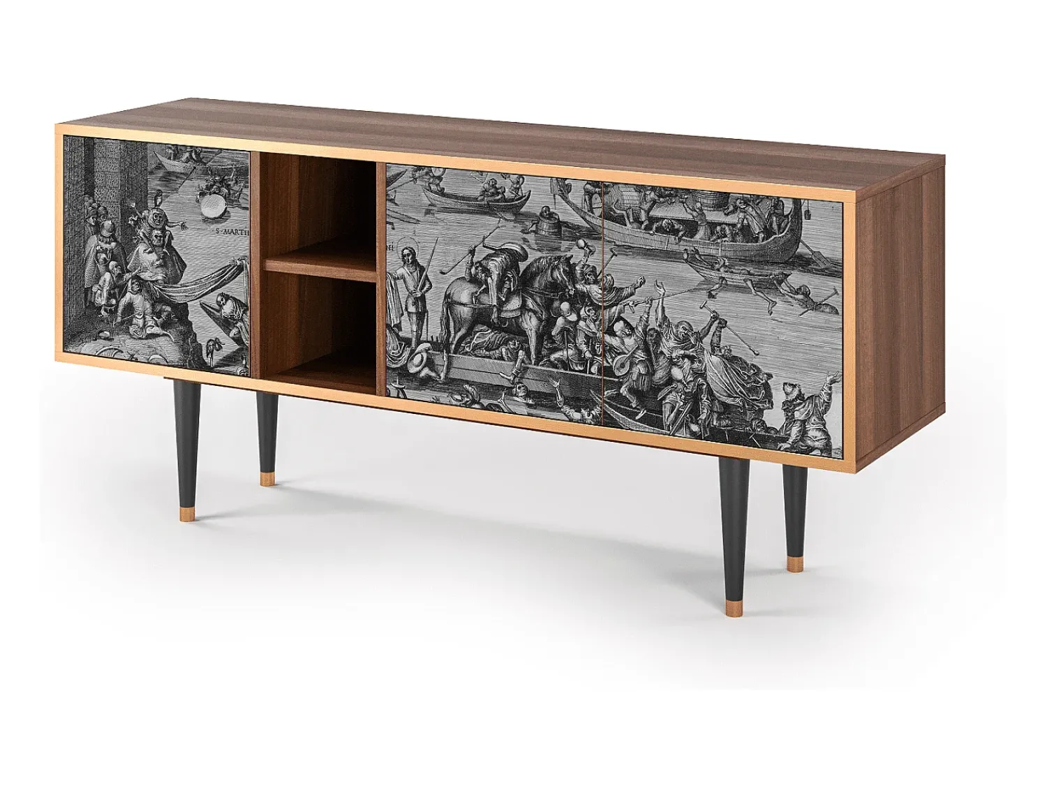 Móvel De Tv| Mueble de TV - 150х69х41 cm - T5 - Saint Martin, Nogueira Castanho
