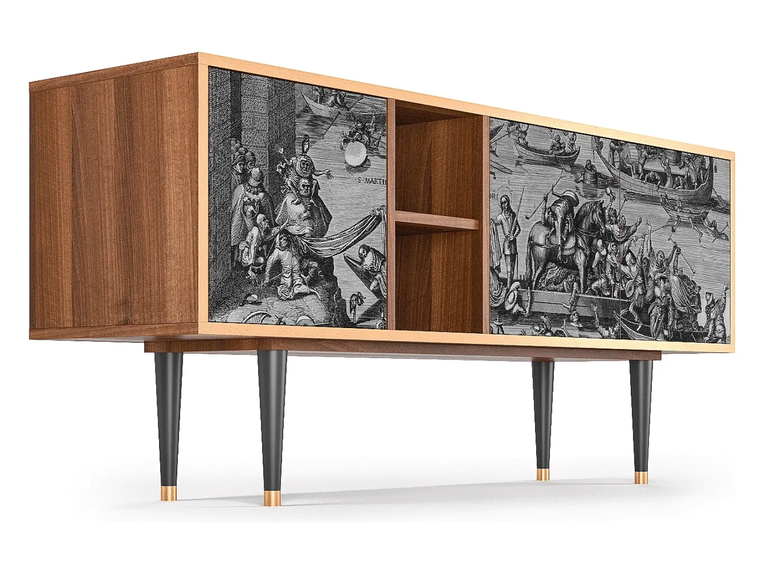 Móvel De Tv| Mueble de TV - 150х69х41 cm - T5 - Saint Martin, Nogueira Castanho