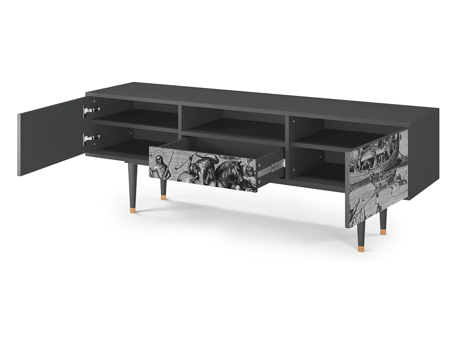 Móvel De Tv* Mueble de TV - 170х59х41 cm - T6 - Saint Martin, Antracite Cinza antracite