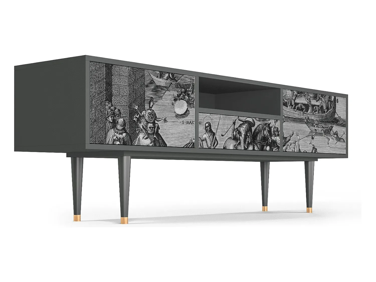 Móvel De Tv* Mueble de TV - 170х59х41 cm - T6 - Saint Martin, Antracite Cinza antracite
