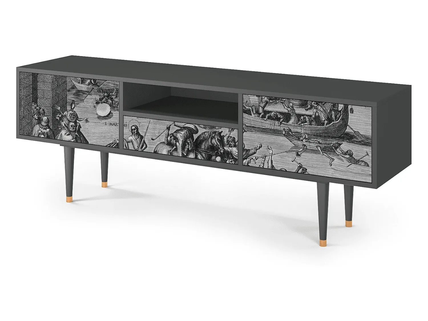 Móvel De Tv* Mueble de TV - 170х59х41 cm - T6 - Saint Martin, Antracite Cinza antracite