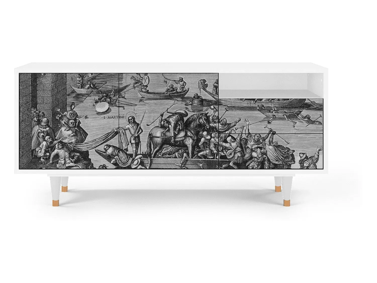 Móvel De Tv* Mueble de TV - 125х56х41 cm - T7 - Saint Martin, Branco Bege