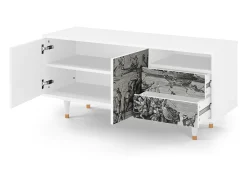 Móvel De Tv* Mueble de TV - 125х56х41 cm - T7 - Saint Martin, Branco Bege