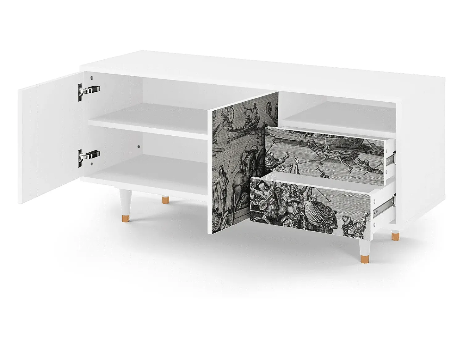 Móvel De Tv* Mueble de TV - 125х56х41 cm - T7 - Saint Martin, Branco Bege