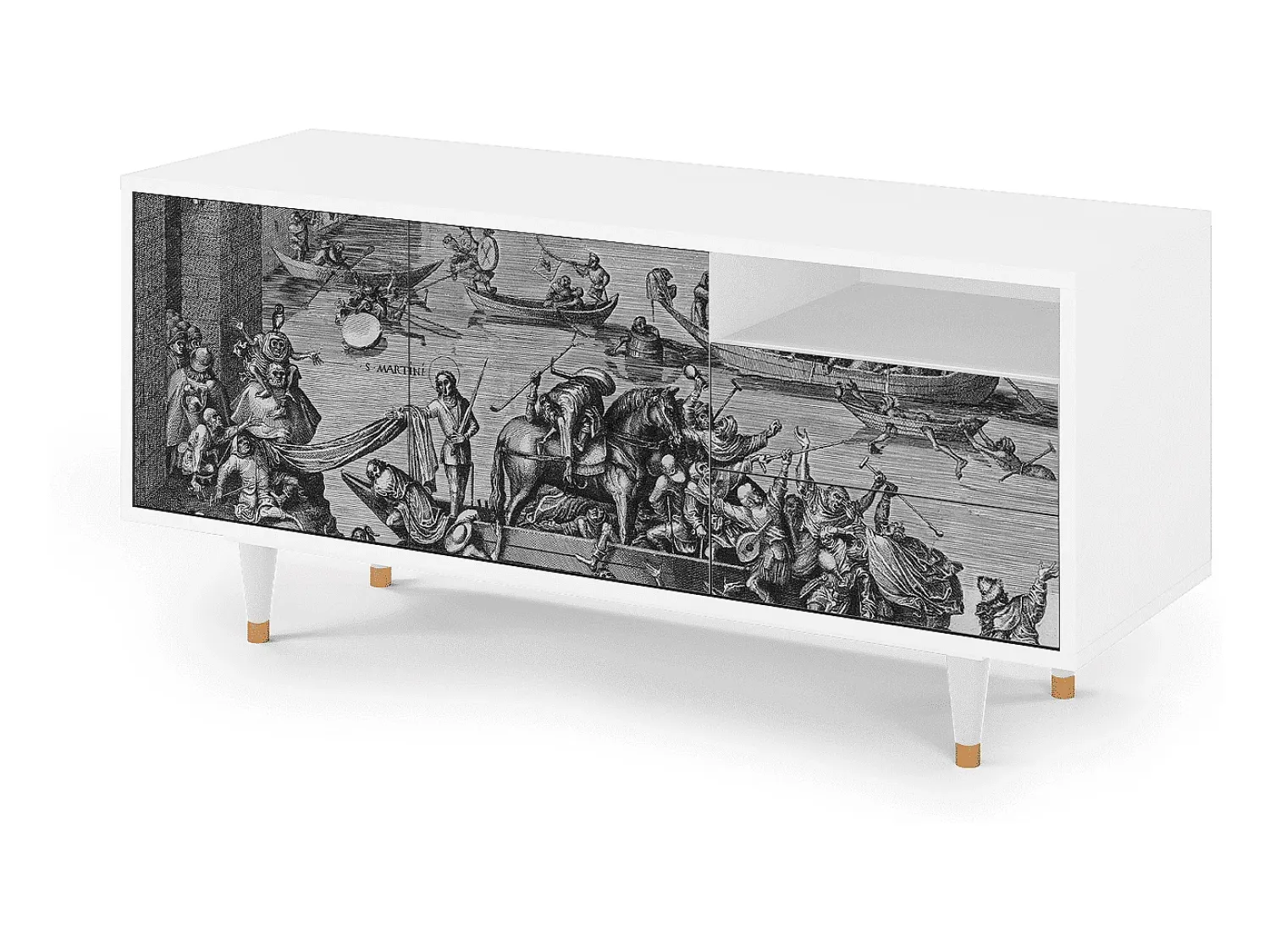 Móvel De Tv* Mueble de TV - 125х56х41 cm - T7 - Saint Martin, Branco Bege