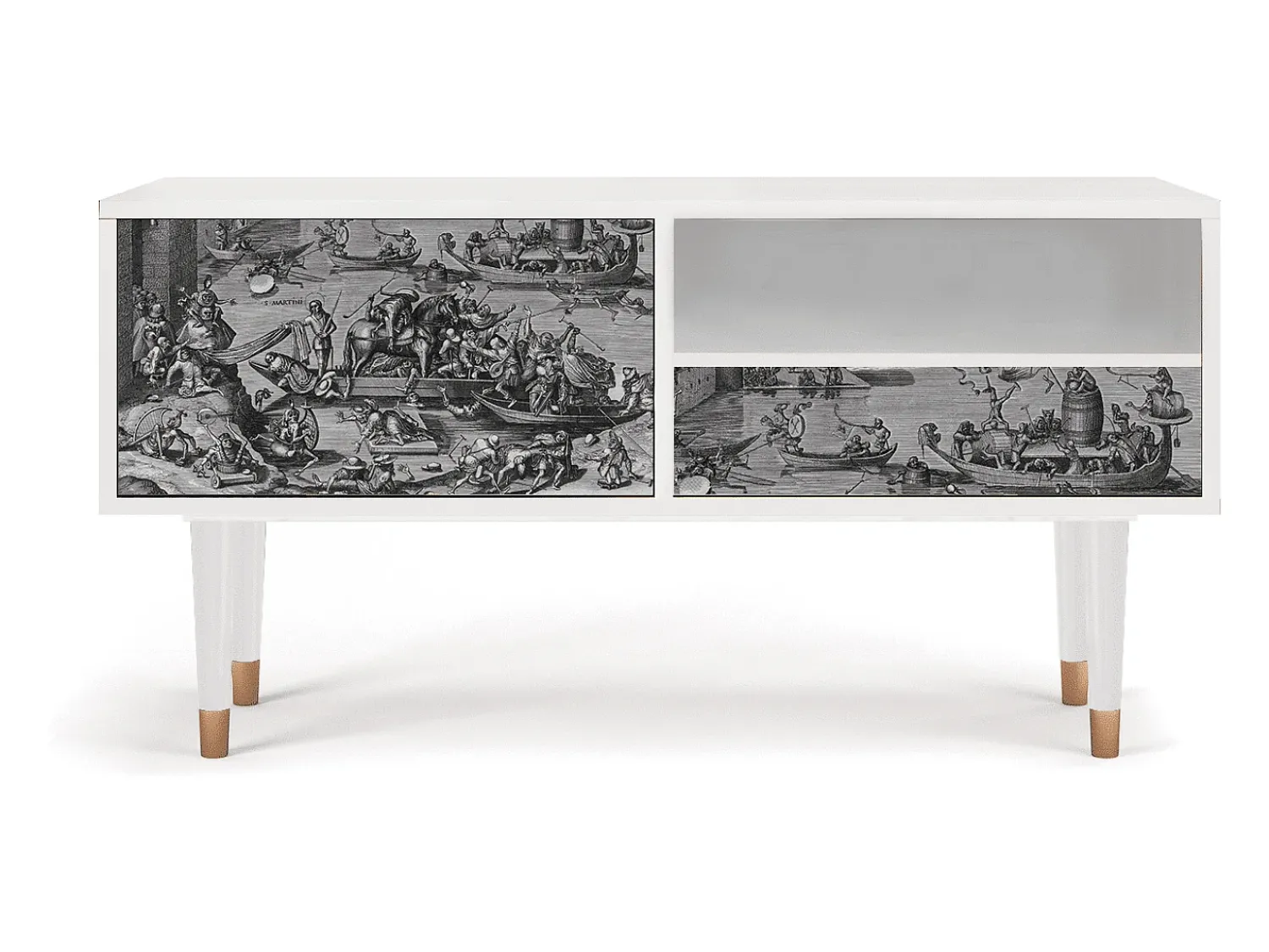 Móvel De Tv* Mueble de TV - 115х59х48 cm - T3 - Saint Martin, Branco Bege