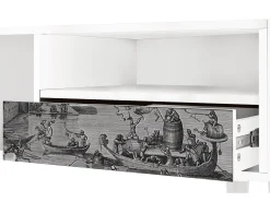 Móvel De Tv* Mueble de TV - 115х59х48 cm - T3 - Saint Martin, Branco Bege