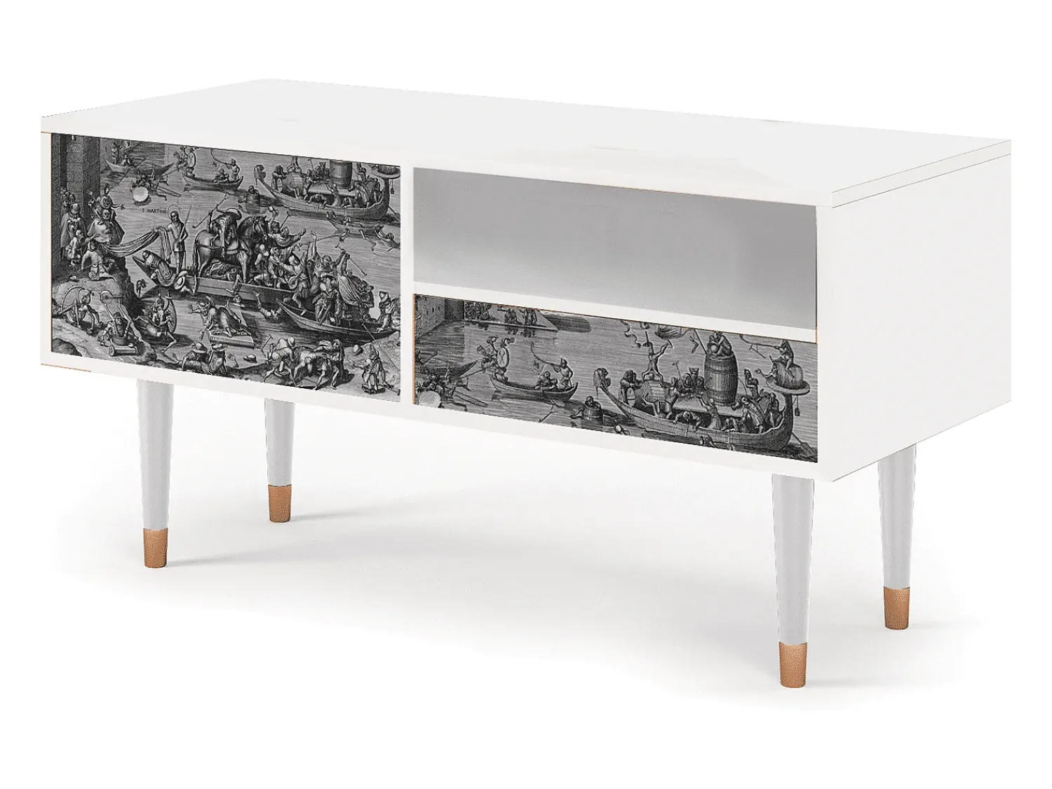 Móvel De Tv* Mueble de TV - 115х59х48 cm - T3 - Saint Martin, Branco Bege