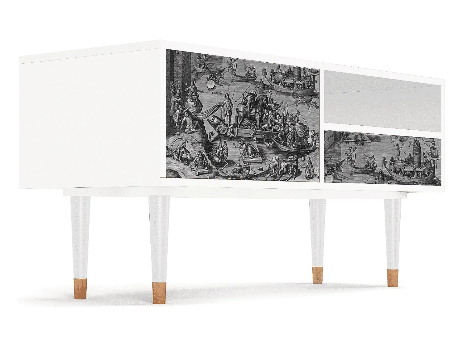Móvel De Tv* Mueble de TV - 115х59х48 cm - T3 - Saint Martin, Branco Bege