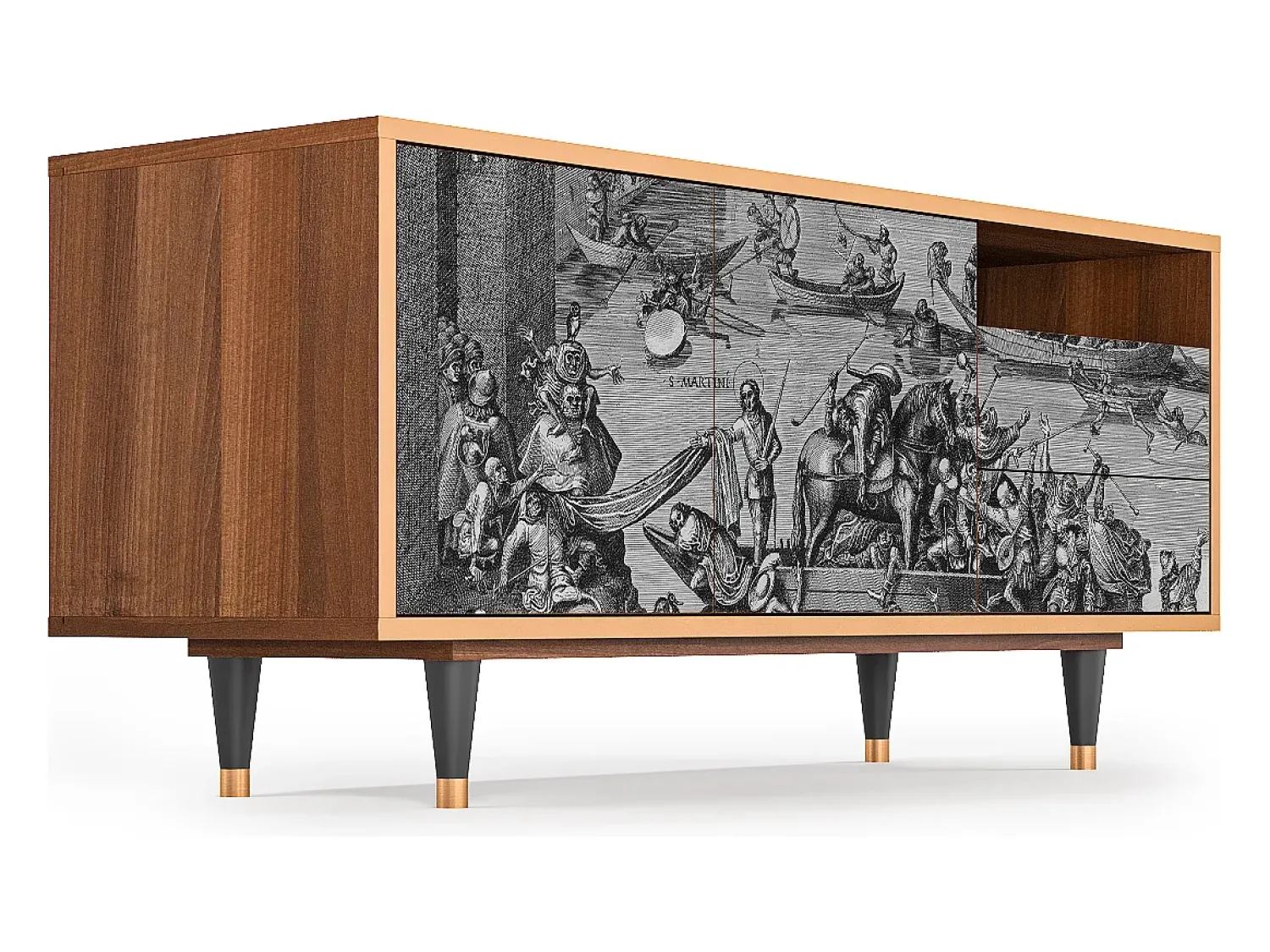Online Mueble de TV - 125х56х41 cm - T7 - Saint Martin, Nogueira Castanho