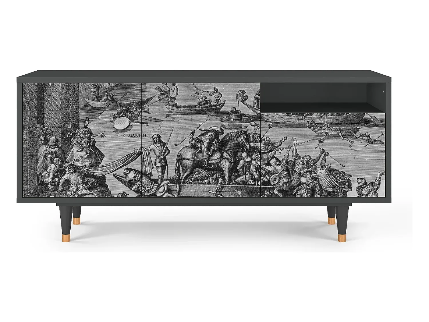 Discount Mueble de TV - 125х56х41 cm - T7 - Saint Martin, Antracite Cinza antracite