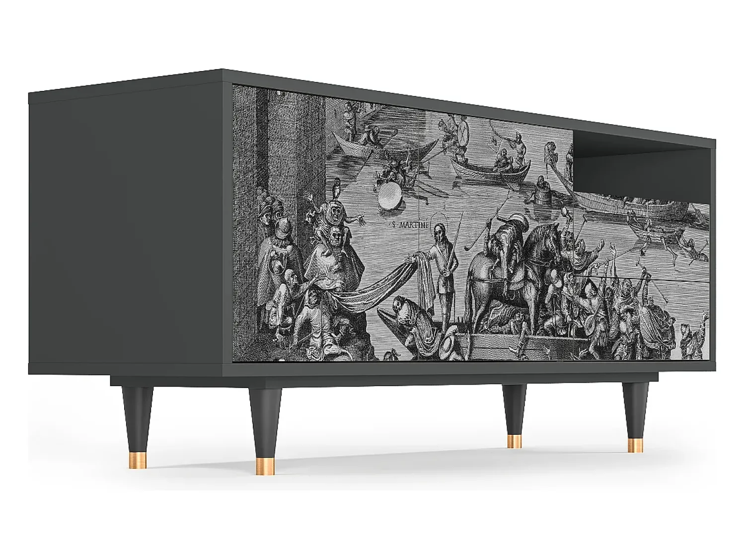 Discount Mueble de TV - 125х56х41 cm - T7 - Saint Martin, Antracite Cinza antracite