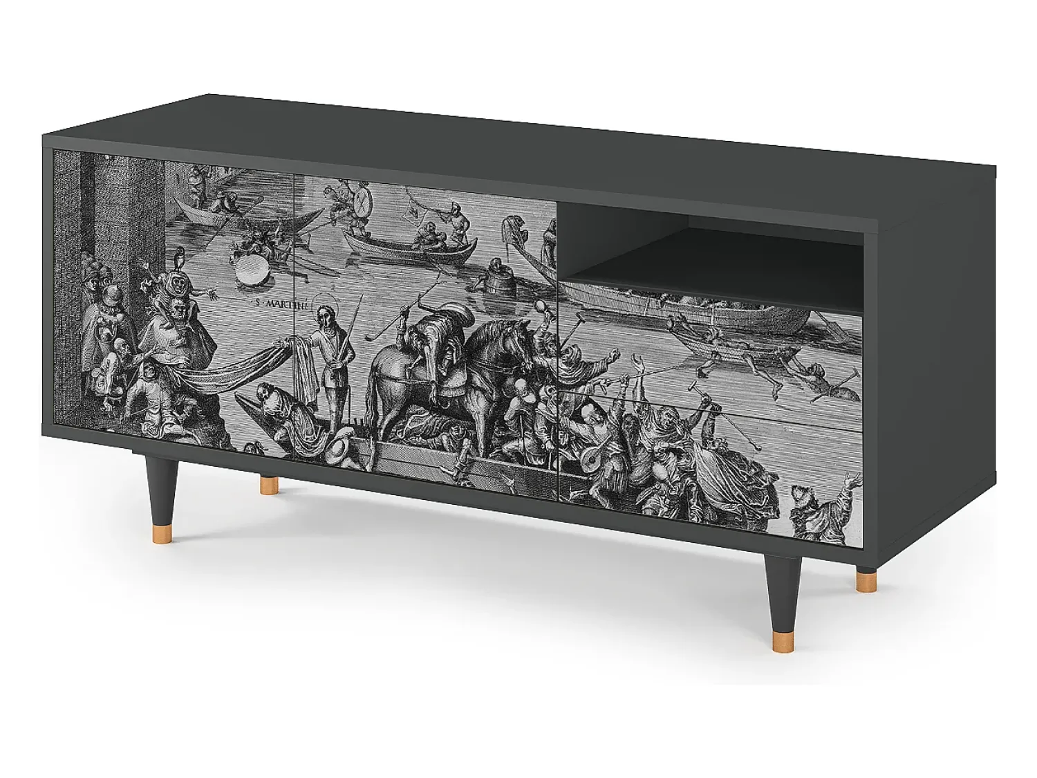 Discount Mueble de TV - 125х56х41 cm - T7 - Saint Martin, Antracite Cinza antracite