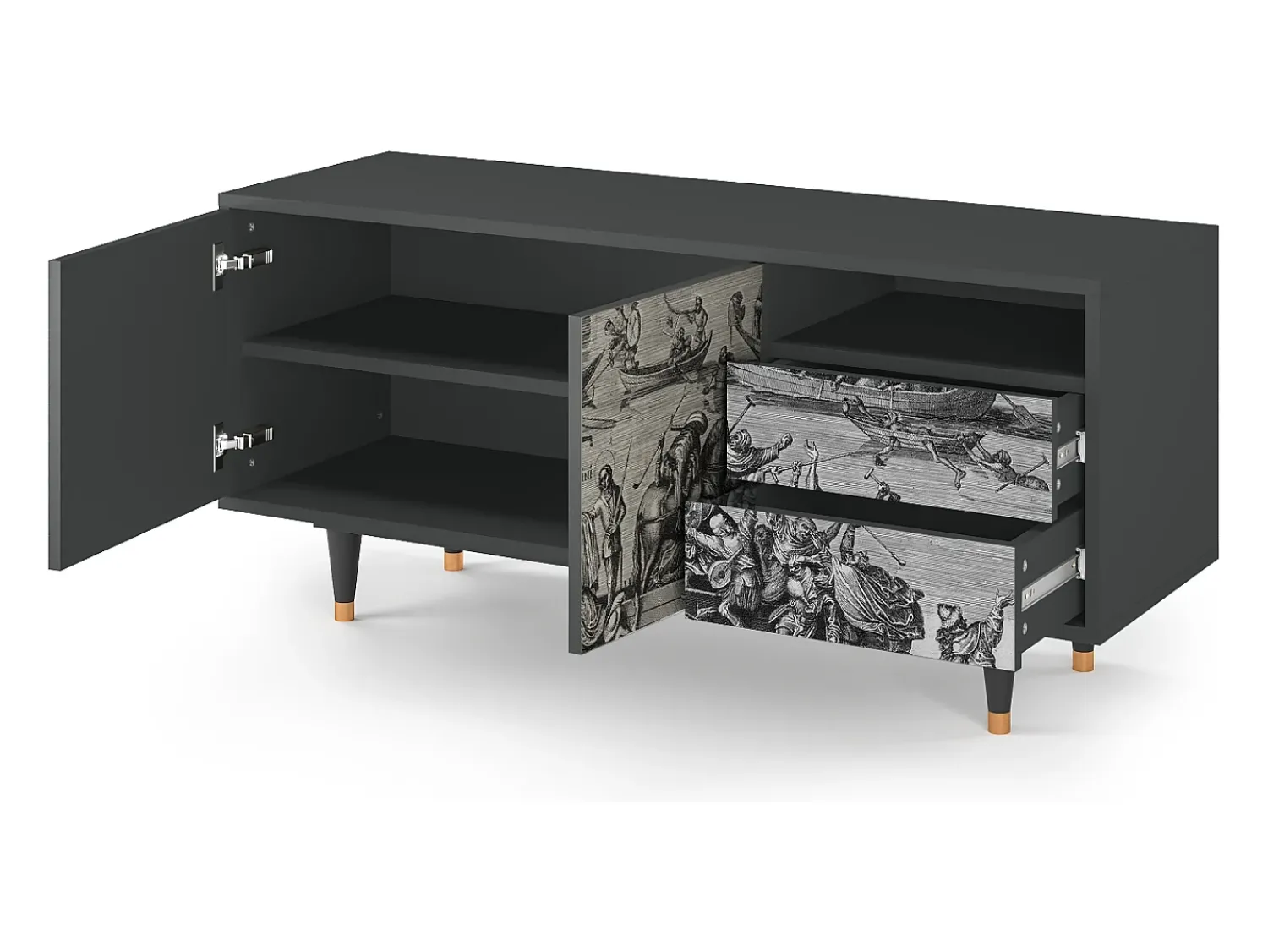 Discount Mueble de TV - 125х56х41 cm - T7 - Saint Martin, Antracite Cinza antracite