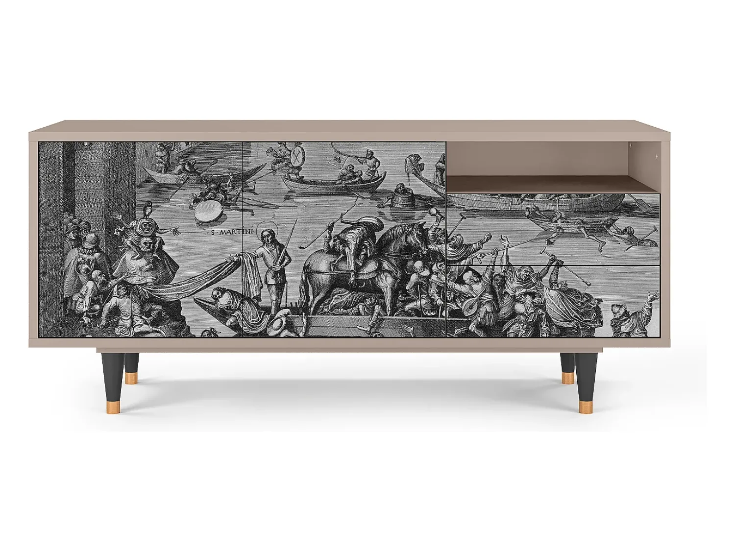 Clearance Mueble de TV - 125х56х41 cm - T7 - Saint Martin, Latte Bege