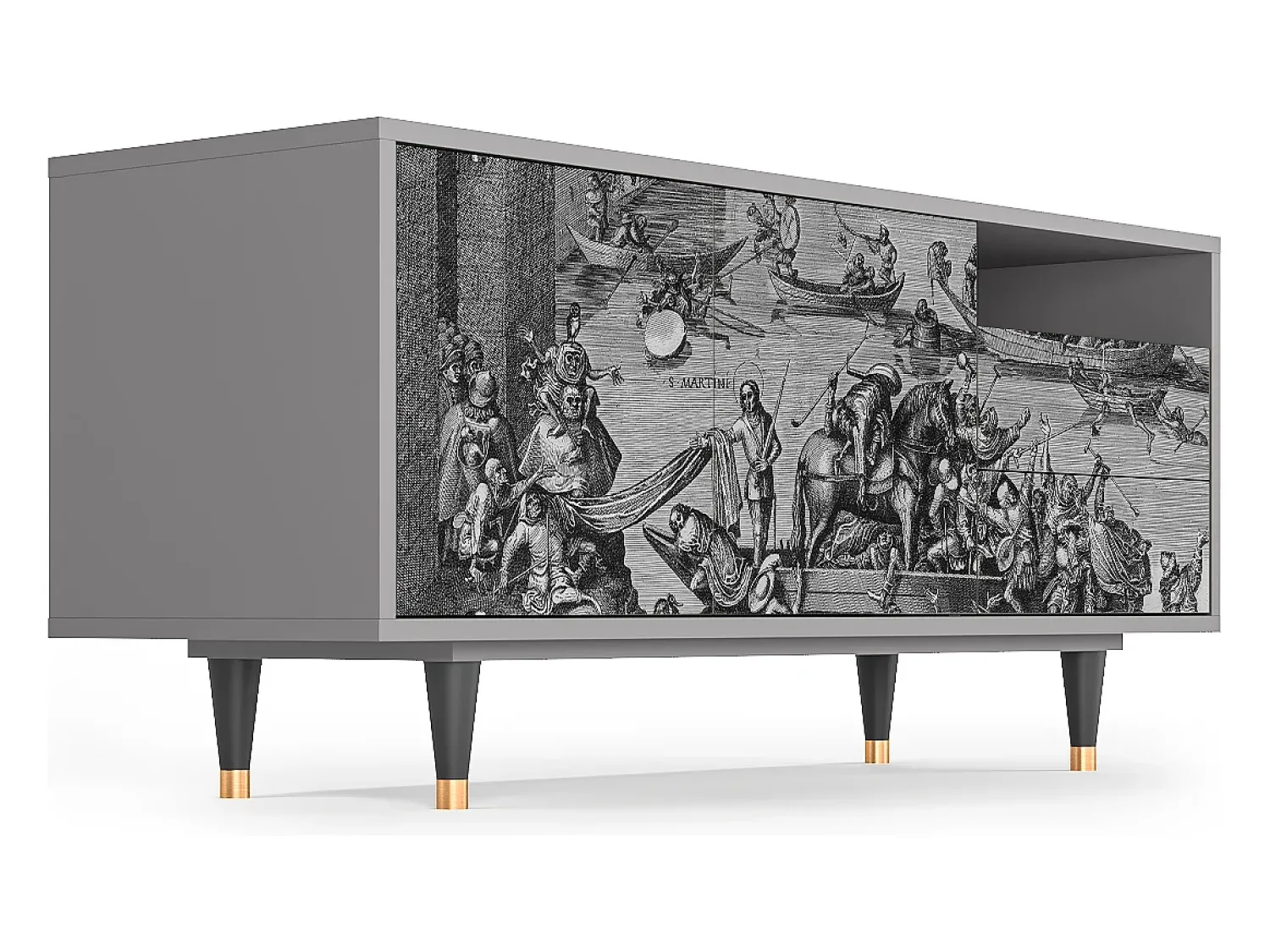 Móvel De Tv* Mueble de TV - 125х56х41 cm - T7 - Saint Martin, Cinza Cinzento