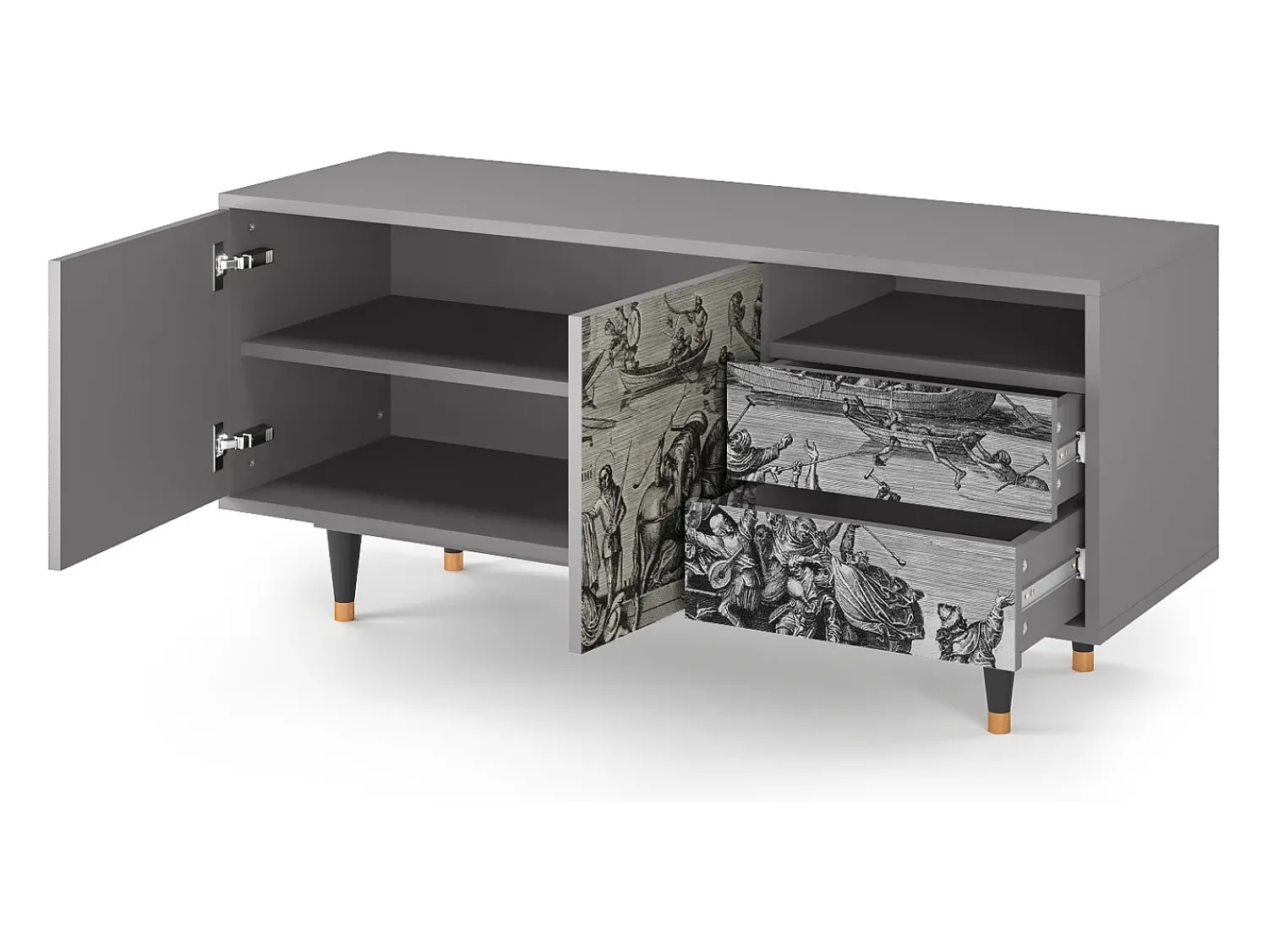 Móvel De Tv* Mueble de TV - 125х56х41 cm - T7 - Saint Martin, Cinza Cinzento