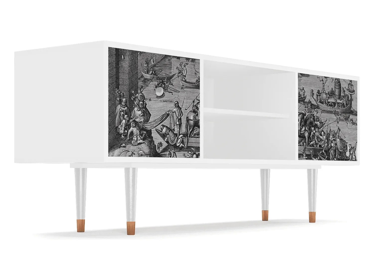Móvel De Tv* Mueble de TV - 170х69х48 cm - T2 - Saint Martin, Branco Bege