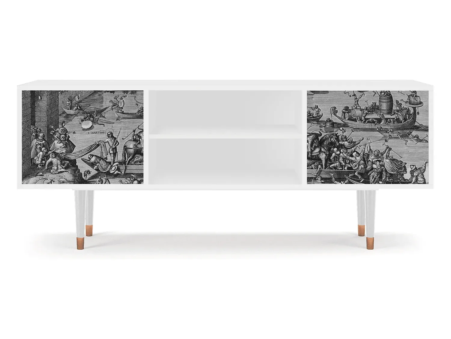 Móvel De Tv* Mueble de TV - 170х69х48 cm - T2 - Saint Martin, Branco Bege