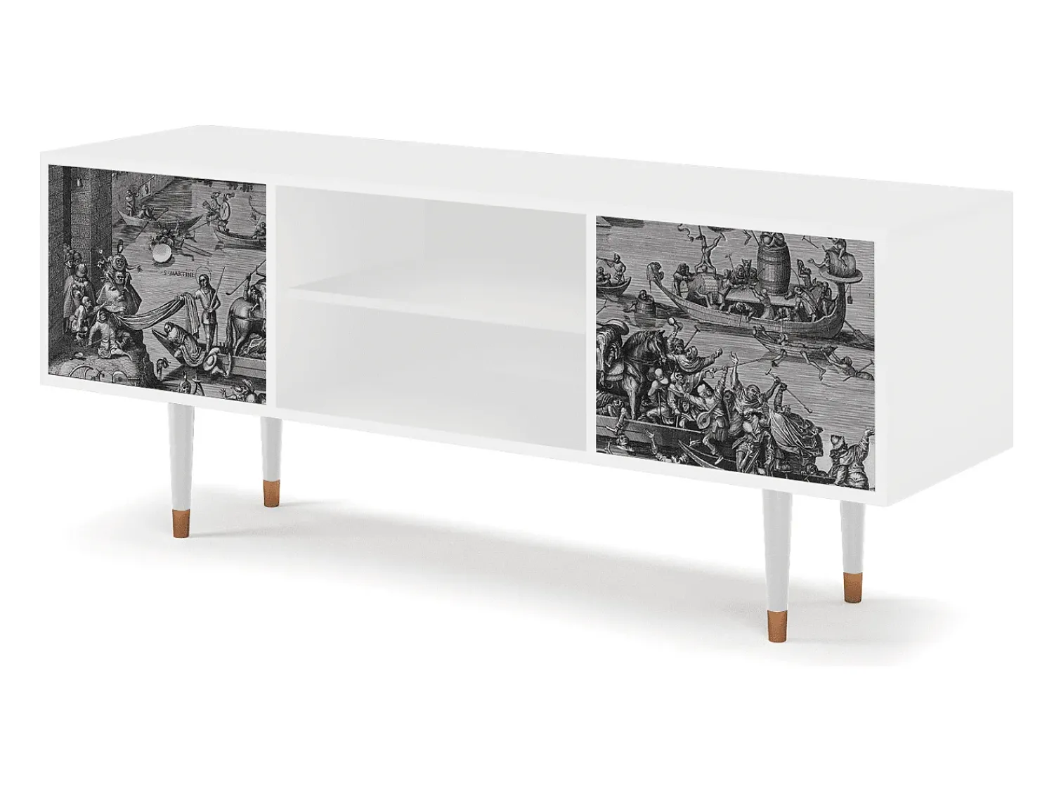 Móvel De Tv* Mueble de TV - 170х69х48 cm - T2 - Saint Martin, Branco Bege
