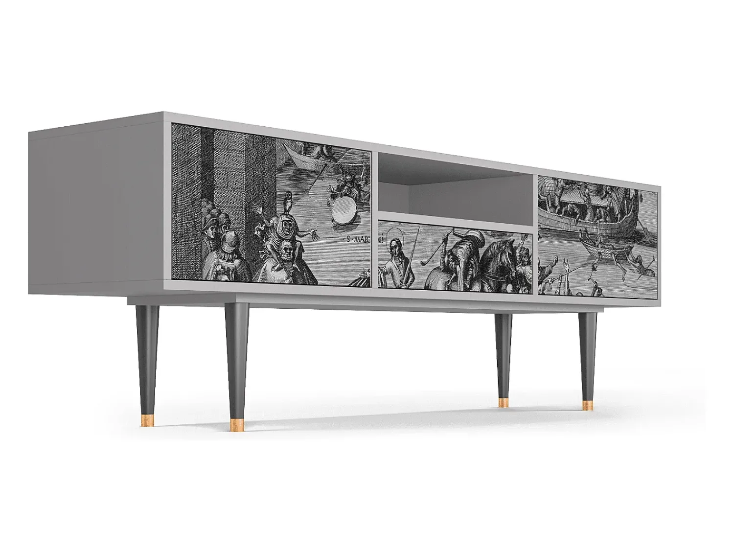 Móvel De Tv| Mueble de TV - 170х59х41 cm - T6 - Saint Martin, Cinza Cinzento