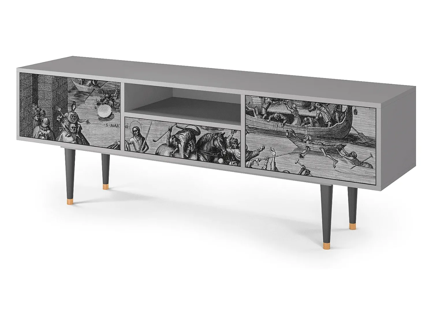Móvel De Tv| Mueble de TV - 170х59х41 cm - T6 - Saint Martin, Cinza Cinzento