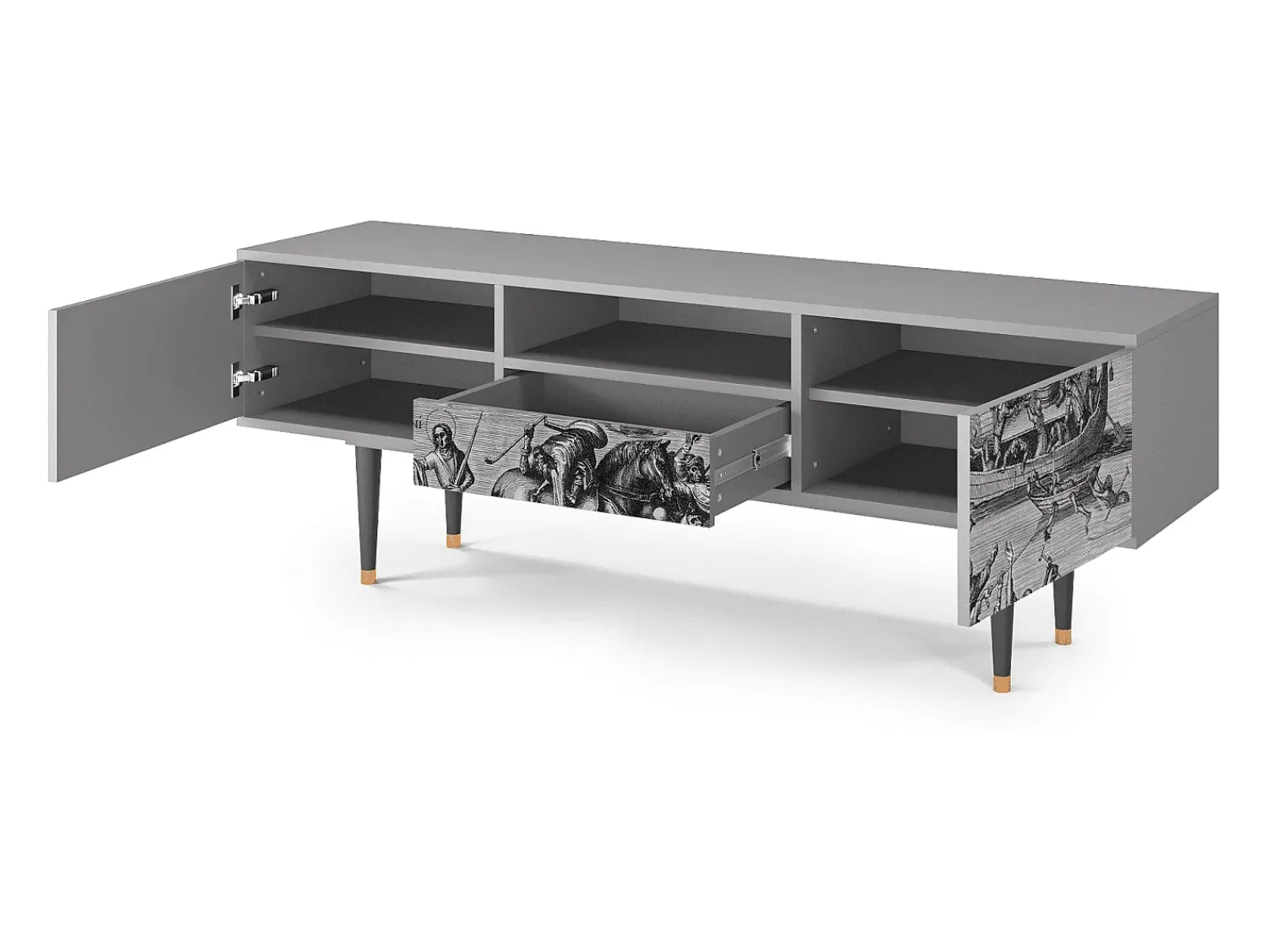 Móvel De Tv| Mueble de TV - 170х59х41 cm - T6 - Saint Martin, Cinza Cinzento