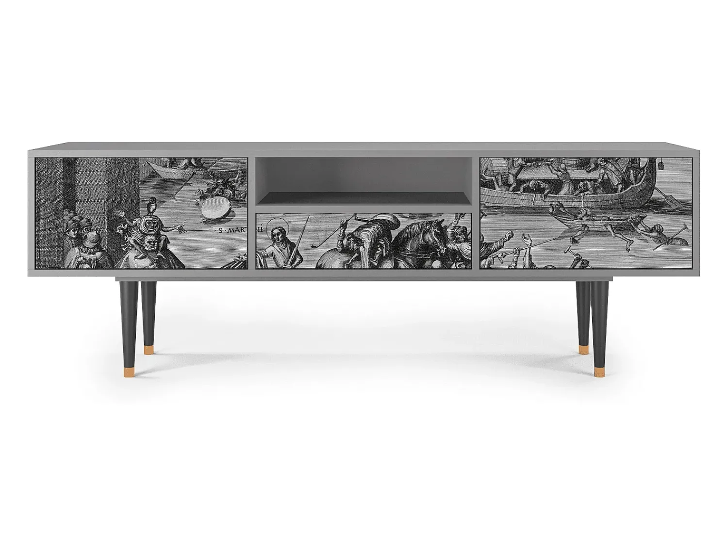 Móvel De Tv| Mueble de TV - 170х59х41 cm - T6 - Saint Martin, Cinza Cinzento