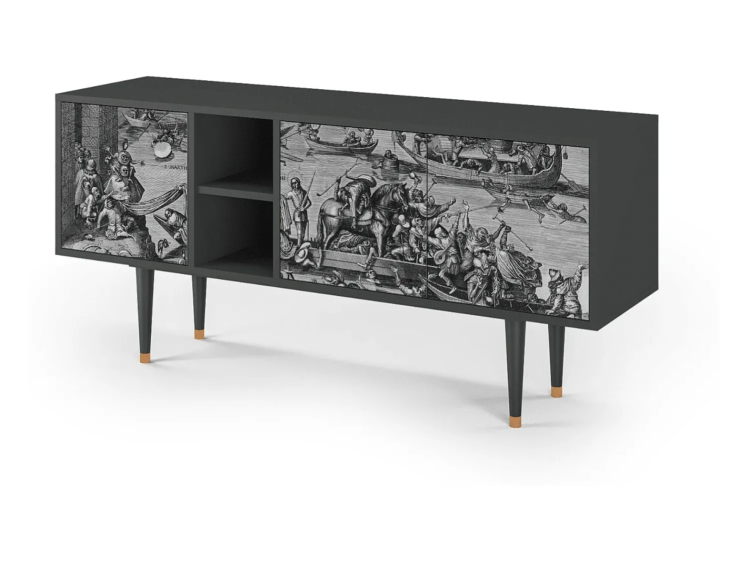 Clearance Mueble de TV - 150х69х41 cm - T5 - Saint Martin, Antracite Cinza antracite