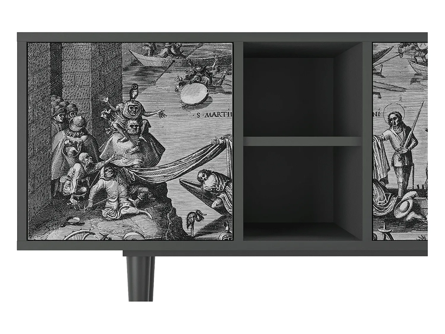 Clearance Mueble de TV - 150х69х41 cm - T5 - Saint Martin, Antracite Cinza antracite