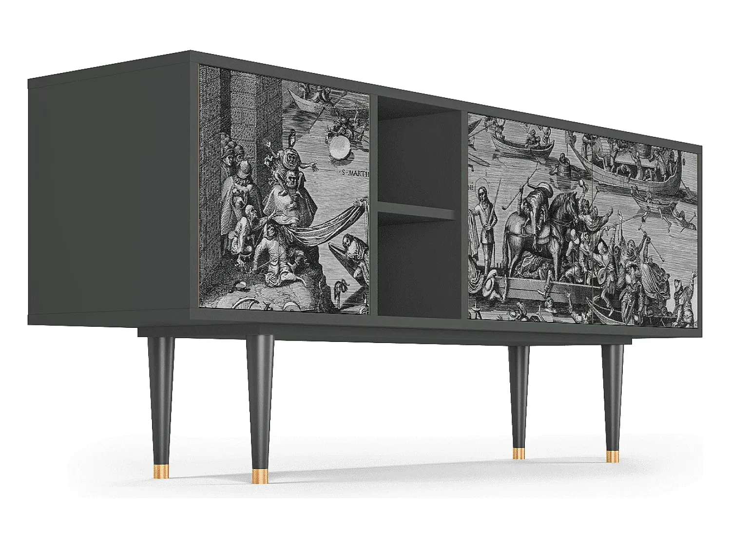 Clearance Mueble de TV - 150х69х41 cm - T5 - Saint Martin, Antracite Cinza antracite